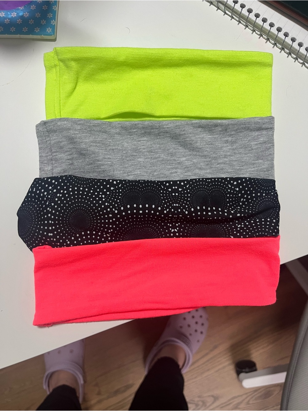 4-Pack Seamless Headbands Neon Yellow, Gray, Black Pattern, Neon Pink